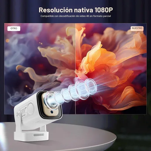 Vista 7 de Proyector Mini Reiie HY260Pro Inteligente con Enfoque Automático y Soporte 4K, WiFi6 + Bluetooth 5.4, 200 ANSI, Altavoz Integrado, Control Remoto