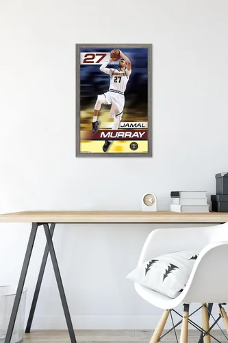 Vista 6 de Trends International NBA Denver Nuggets - Póster de pared de Jamal Murray 19, 14.725 x 22.375 pulgadas, versión enmarcada de madera de granero