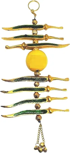 Vista 3 de Vastu - Adorno metálico de Nimbu Mirchi Buri Nazar para el mal de ojo, adorno de regalo de talismán de buena suerte, protección de negatividad