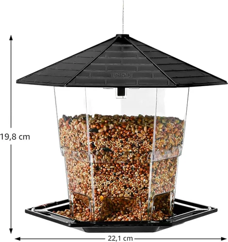 Vista 5 de Jealoeur Comederos para pájaros para exteriores Comedero para pájaros colgante para pájaros salvajes, semillas, negro