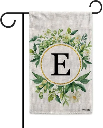 Vista 20 de Monogram Initial Letter P House Flag Flower Wreath Simple Style Letter Flag 28x40 Inch Vertical Double Sided for Outdoor Yard Decor