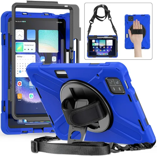 Vista 24 de Funda para Xiaomi Mi Pad 6/Mi Pad 6 Pro, funda resistente a prueba de golpes de 11 pulgadas, soporte giratorio 360, correa de mano, correa de rosado