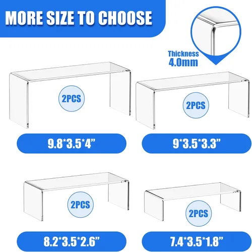 Vista 4 de Albumgit Elevadores de Exhibición de Acrílico, 8 Piezas de Soporte de Mesa Rectangular Transparente para Figuras de Amiibo Funko POP