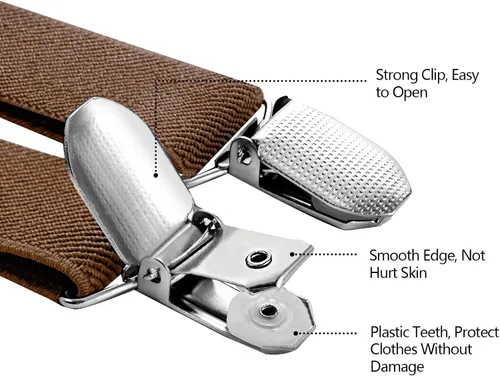 Vista 89 de habibee Color sólido para hombre en forma de Y con clips fuertes tirantes ajustables