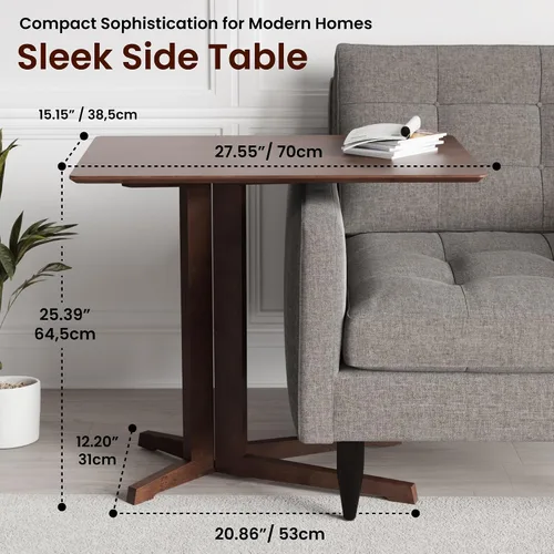 Vista 3 de Mesa de bambú en forma de C con ruedas - Escritorio multifuncional para sofá y laptop, bandeja decorativa para sala de estar y dormitorio, mesa