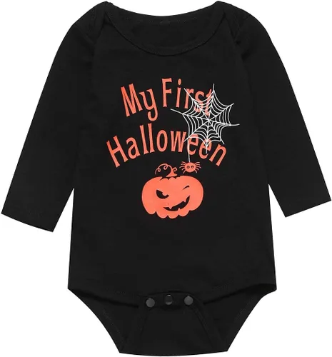 Vista 4 de Conjunto de pantalones de manga larga para bebé, mi primer disfraz de Halloween, diseño de calabaza