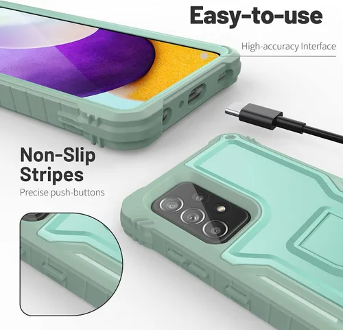 Vista 2 de ExoGuard Funda para Samsung Galaxy A52, funda de goma a prueba de golpes de cuerpo completo, protector de pantalla integrado y soporte compatible