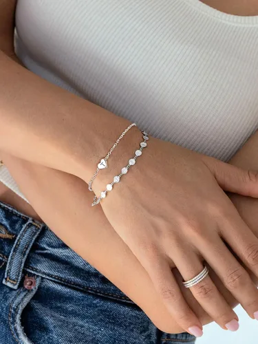 Vista 8 de Silvora Pulseras de plata de ley 925 con inicial de corazón A-Z, pulseras de letras de la A a la Z, pulsera delicada para mujer