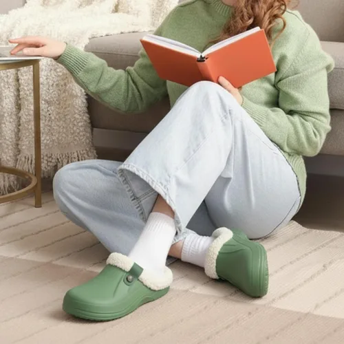 Vista 2 de Beslip - Zuecos clásicos forrados de piel, impermeables, para invierno, para mujeres y hombres, para interiores y exteriores