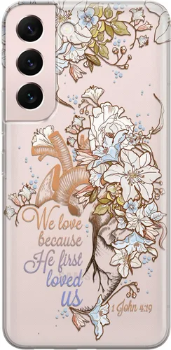 Vista 4 de Funda para teléfono compatible con Samsung Galaxy S25 S24 S23 Ultra S22 Plus S21 FE S20 Note 20 Funda transparente Escritura versículo bíblico We