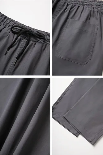 Vista 6 de THWEI Pantalones cargo para hombre, casuales, con cordón, de algodón, pantalones de trabajo al aire libre