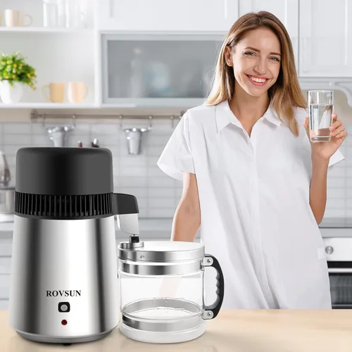 Vista 9 de ROVSUN【Actualizado】Destilador de agua de 1.1 galones/4L de acero inoxidable para el hogar, máquina destiladora de agua de 750 W, destilador de agua