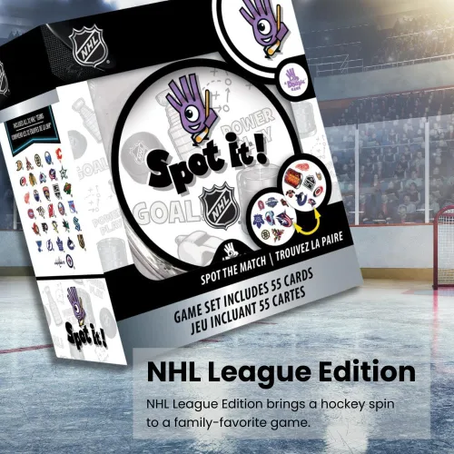 Vista 4 de MasterPieces Día del juego: juego de Spot It de Boston de la NHL Boston Bruins para niños, adultos y familia