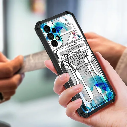 Vista 3 de Funda tipo cartera para Samsung A23 con soporte para tarjetas, función atril, híbrida, de doble capa, a prueba de golpes, funda protectora para Phil