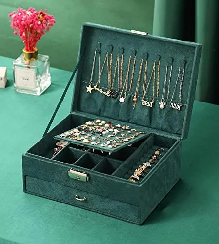 Vista 6 de ProttyLife - Joyero para mujer organizador de joyas de viaje organizador de joyas de 3 niveles caja de joyería para niñas caja de joyería