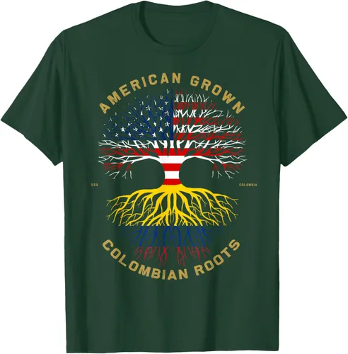 Vista 89 de Camiseta de regalo con la bandera de Estados Unidos con árbol de raíces colombianas