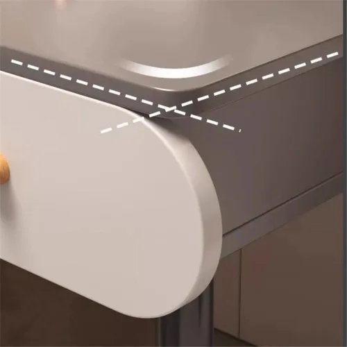 Vista 4 de Tocador con espejo iluminado, estilo simple, moderno, estándar, escritorio de madera, 2 cajones, tocador de maquillaje para dormitorio, vestidor