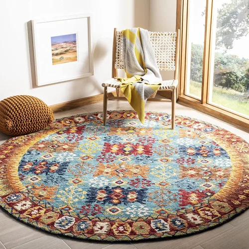 Vista 11 de SAFAVIEH Aspen Collection - Alfombra de pasillo de 2 pies 3 pulgadas x 8 pies, azul y rojo, hecha a mano, lana tribal bohemia, ideal para zonas