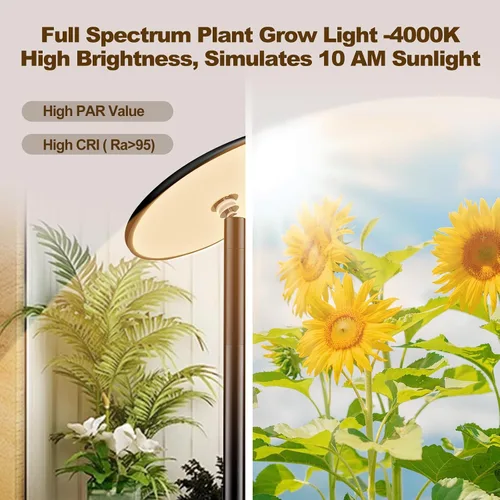 Vista 9 de Luz de crecimiento alto de espectro completo de 40 W, luz de planta de pie ajustable de 85 pulgadas para plantas de interior, regulable de 10