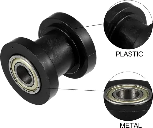 Vista 6 de X AUTOHAUX 2 piezas de polea de cadena de transmisión de 0.394 in, tensor de ajuste de cadena, guía de rueda de goma para bicicleta de calle, Negro