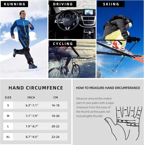 Vista 6 de Guantes de invierno para hombre, guantes térmicos impermeables, para clima frío, guantes de correr para hombres y mujeres, guantes de invierno