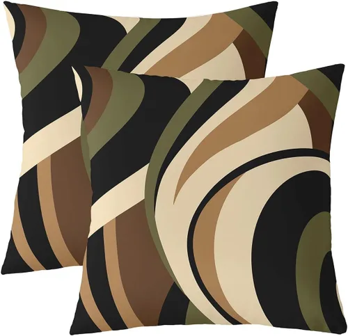Vista 10 de Castle Fairy Juego de 2 fundas de almohada modernas con estampado de líneas geométricas de doble cara de 16 x 16 pulgadas, color gris, negro y rojo