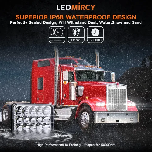 Vista 3 de LEDMIRCY Luces LED de 4 x 6 pulgadas, 4 unidades, luz LED rectangular de haz alto y bajo H4651 H4652 H4656 H4666 H6545 H4668 H4642 para Chevy Truck