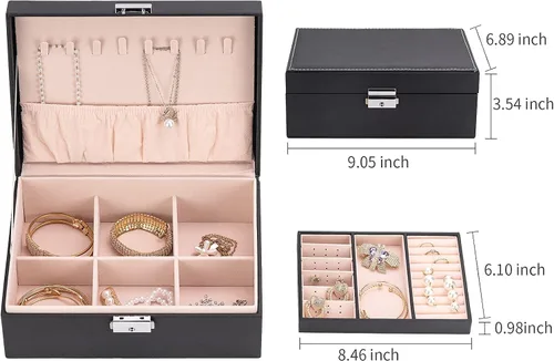 Vista 7 de Joyero de terciopelo de viaje con espejo, mini estuche de regalo para mujeres y niñas, pequeñas cajas organizadoras portátiles para anillos, aretes