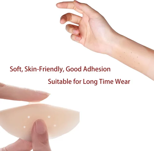 Vista 5 de Cubierta de pezón de silicona para mujer, reutilizable, brasier adhesivo, invisible, con orificios de ventilación, 2 pares con caja de viaje