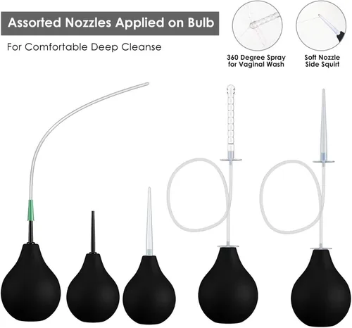 Vista 7 de Kit de 9 bombillas de enema para hombres y mujeres, manguera de silicona de 19 pulgadas, boquilla de enema, tubo de colon, ducha vaginal anal, bomba