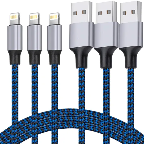 Vista 8 de TAKAGI para iPhone Cargador, [Certificado MFi] Cable Lightning 3PACK 6FT Cable de Carga USB Trenzado de Nylon de Alta Velocidad Compatible