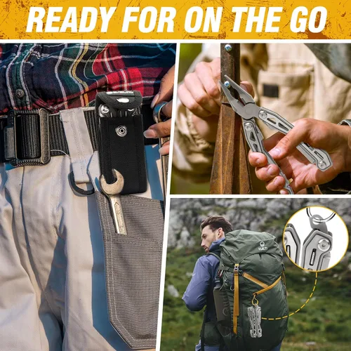 Vista 6 de BIBURY Multitools BI2043 - Alicates portátiles multiherramienta plegables con resorte con tijeras, abrelatas y destornillador, herramientas EDC