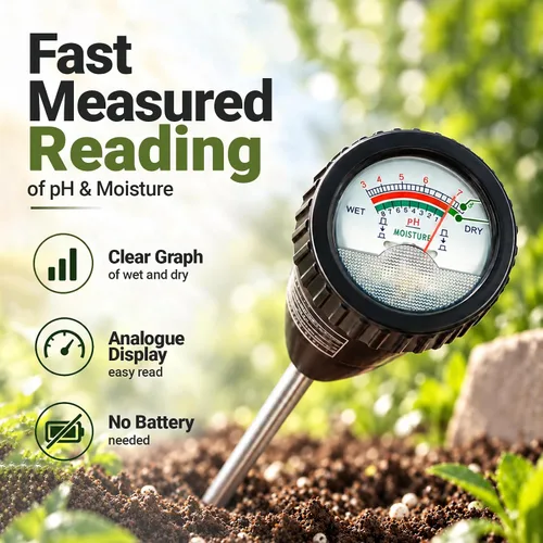 Vista 6 de Medidor de pH de suelo, medidor de sensor de humedad del suelo, probador de pH del suelo, kits de herramientas de jardinería para plantas, árboles