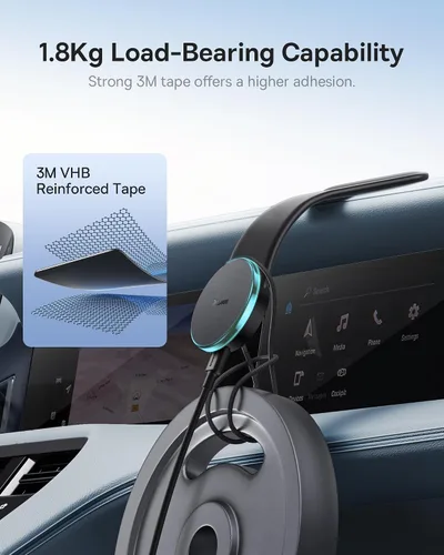 Vista 4 de Baseus Magsafe - Cargador de coche inalámbrico de 15 W, soporte magnético para salpicadero de coche para iPhone 15, 14, 13, 12 Pro Plus Max