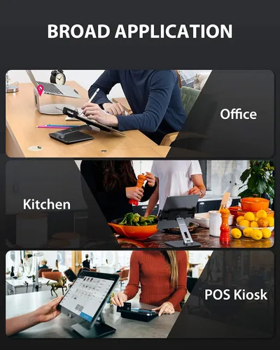 Vista 6 de Maxonar Soporte para iPad, soporte para tablet de aleación de aluminio resistente, giratorio de 360°, plegable, soporte de carga de aire para iPad