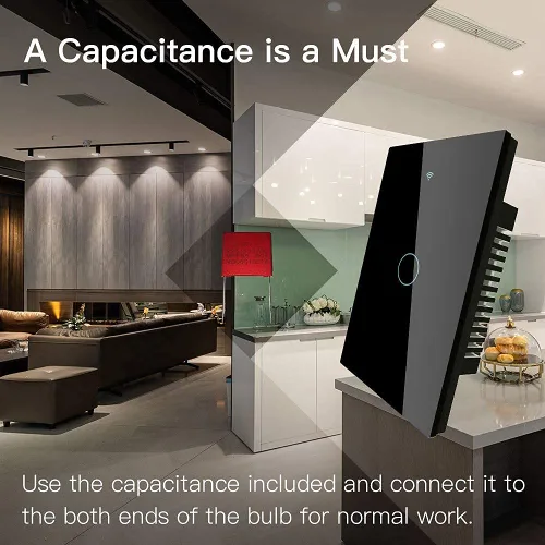 Vista 8 de MOES Smart switch táctil de cable único 2ª generación WiFi RF433, no necesita cable neutro, compatible con Smart Life/Tuya App, Alexa y Google Home