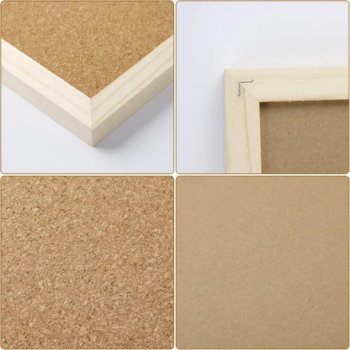 Vista 3 de Tablero de anuncios de corcho – Tablero de anuncios de 15.7 x 12 pulgadas, marco de madera, tablero de mensajes de corcho montado en la pared
