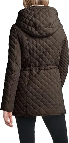 Vista 3 de Laundry by Shelli Segal Chaqueta de piel de oveja sintética acolchada 34 con capucha para mujer