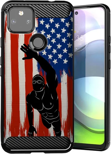 Vista 18 de CasesOnDeck - Funda compatible con Google Pixel 5A (2021) / Pixel 5A 5G, funda delgada de fibra de carbono TPU para acentuar arañazos y caídas, tema