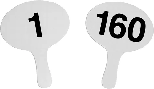 Vista 7 de 1-40, 0.079 in Cartonplast, Better Bidders Oval Shape Auction Paddle Set, 1-Piece White Plastic Fans (1-40) Q=40, (línea "BasicPRO")