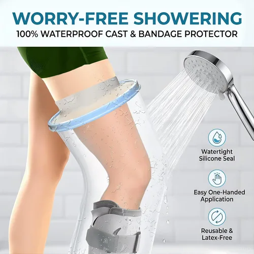 Vista 4 de Protector extra grande para piernas de adulto para ducha, cubierta completa de fundición para protector de ducha, funda de tocador fundida, bolsa