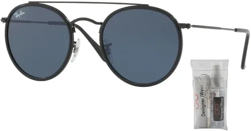 Vista 2 de Ray-Ban RB3647N - Gafas de sol redondas de doble puente + paquete con kit de cuidado de gafas de diseño iWear