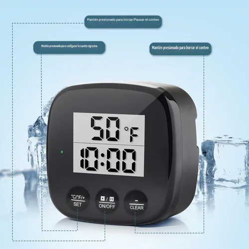 Vista 5 de Termómetro de baño de hielo - Medidor de temperatura de agua flotante con temporizador