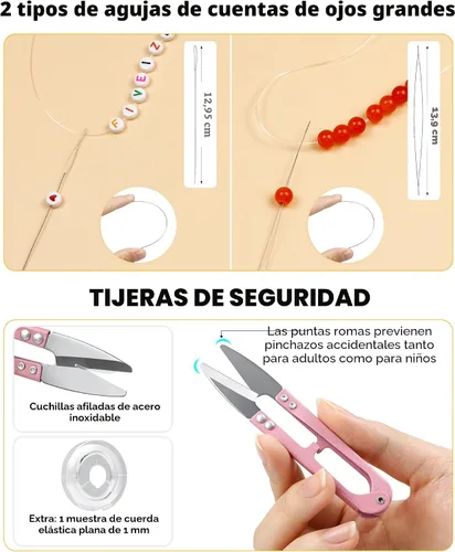 Vista 3 de 6 Rollos FIVEIZERO Cordón Elástico para Pulseras, 0.4mm, 0.5mm, 0.6mm, 0.7mm, 0.8mm, 1mm Hilo Elástico Transparente de Cristal para Pulseras