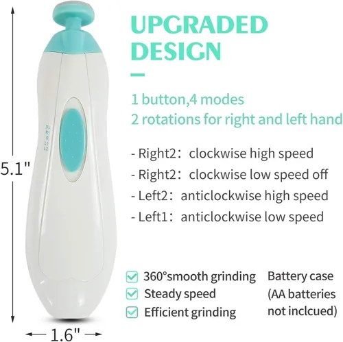 Vista 2 de Lima de uñas eléctrica con cortaúñas para bebé, cortaúñas con luz LED, diseño silencioso seguro para recién nacidos, niños pequeños o mujeres