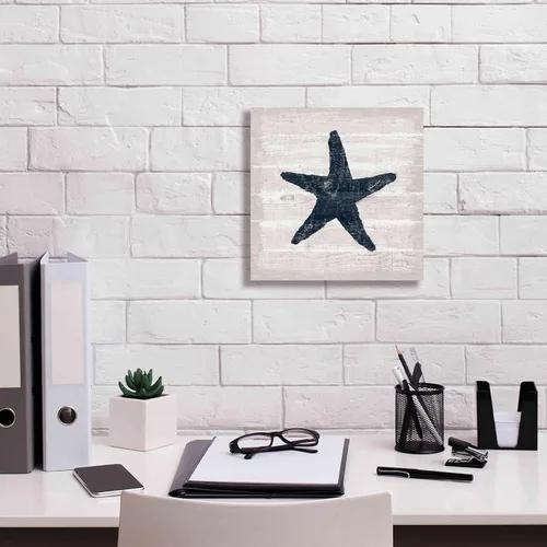 Vista 3 de Epic Graffiti 'Driftwood Coast V Blue' por Sue Schlabach, lienzo giclée para pared, 12 x 12 pulgadas