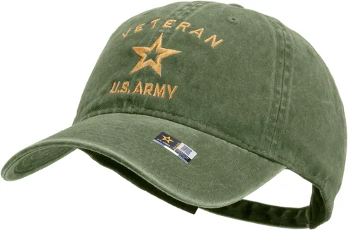 Vista 2 de e4Hats Gorra lavada bordada militar de veterano del ejército estadounidense Oliva