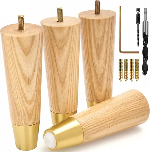 Vista 20 de Airy Abode Patas de madera de fresno prémium para muebles (kit de instalación completa): elige tu tamaño y color Ceniza