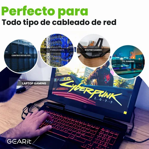 Vista 7 de GEARit Cable Ethernet Cat6A (1 pie, paquete de 5, negro) SSTP blindado sin enganches de 10 Gbps, cable Ethernet blindado SFTP, 26AWG 4 pares