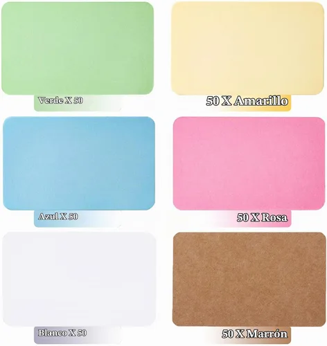 Vista 3 de Primbeeks 300 tarjetas de visita prémium (6 colores Kraft, en blanco, pequeñas 3.5 x 2.2 pulgadas, lisas)